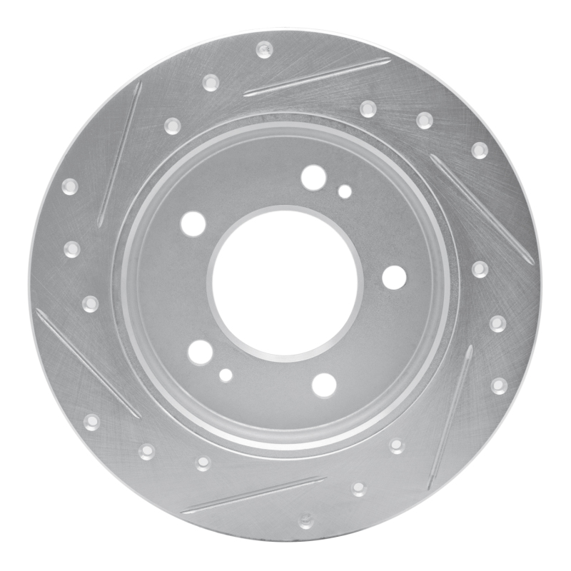 Hyundai Elantra Brake Rotor (1) - Rear Right - R1 Concepts - Drilled & Slotted - Silver - `17-`25